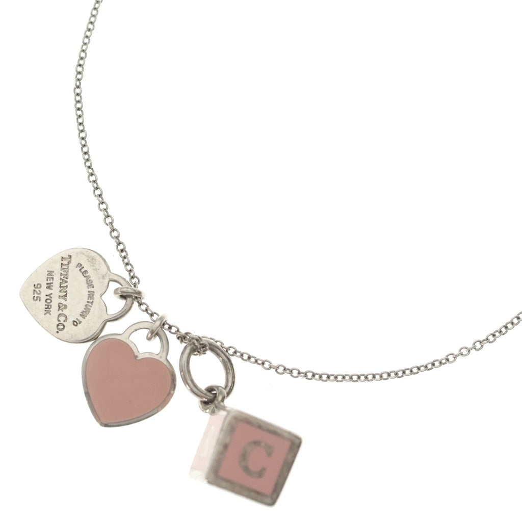 TIFFANY & Co.(ティファニー) リターントゥティファニー ダブルハート キューブ付 AG925 ネックレス シルバー/ピンク レディース