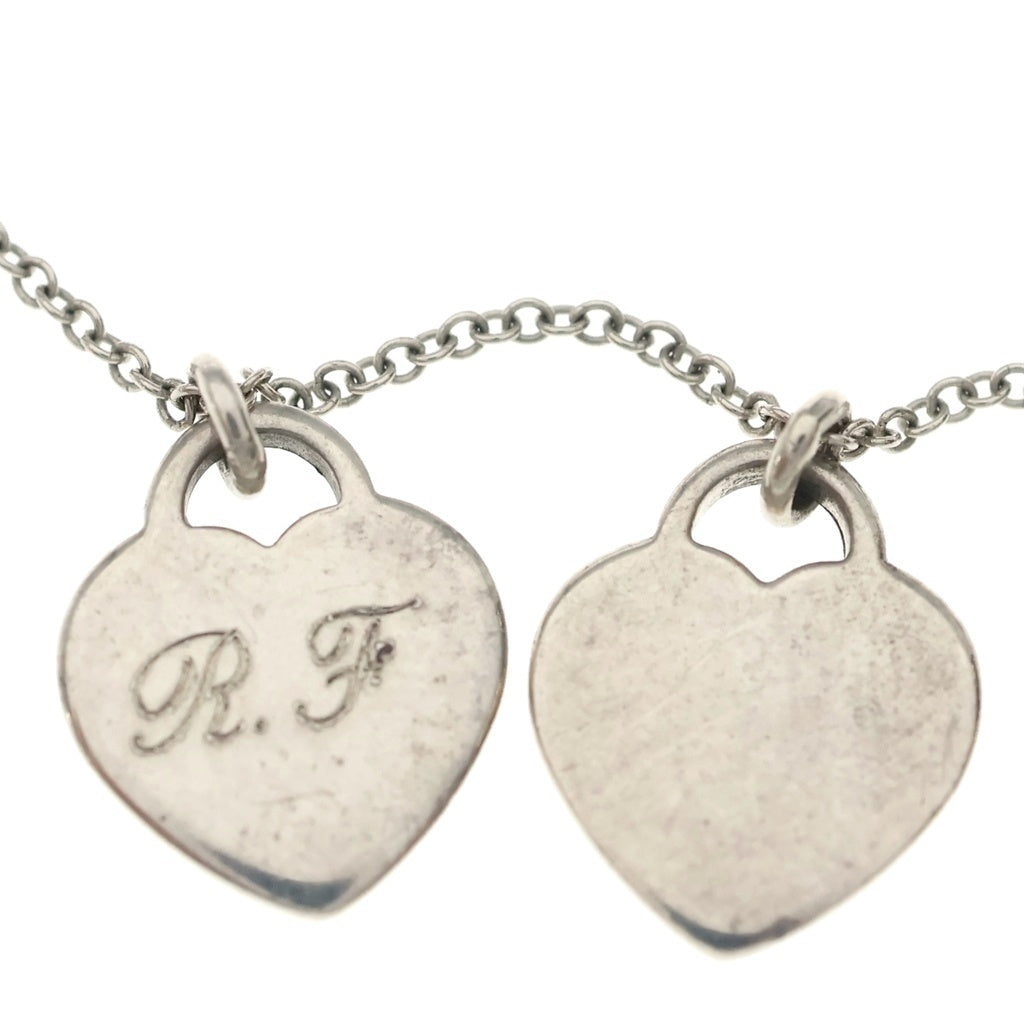 TIFFANY & Co.(ティファニー) リターントゥティファニー ダブルハート キューブ付 AG925 ネックレス シルバー/ピンク レディース