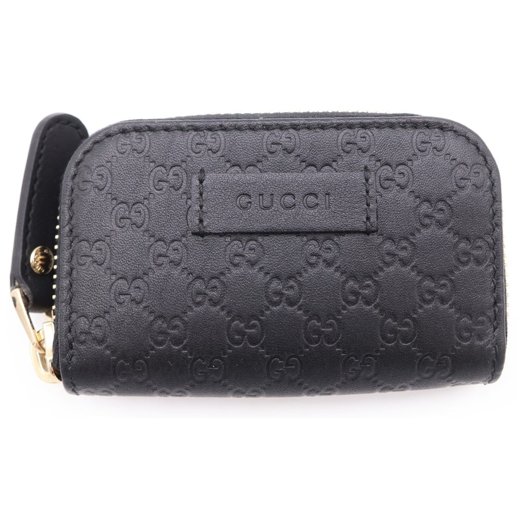 GUCCI(グッチ) グッチシマ コインケース ポーチ ブラック レザー 449896 ゴールド金具 レディース