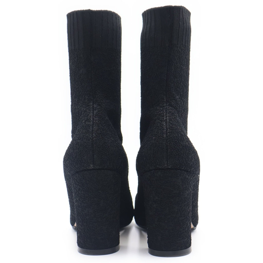 Gianvito Rossi(ジャンヴィト・ロッシ) パイルニット ソックス ショート ブーツ シューズ ブラック レディース