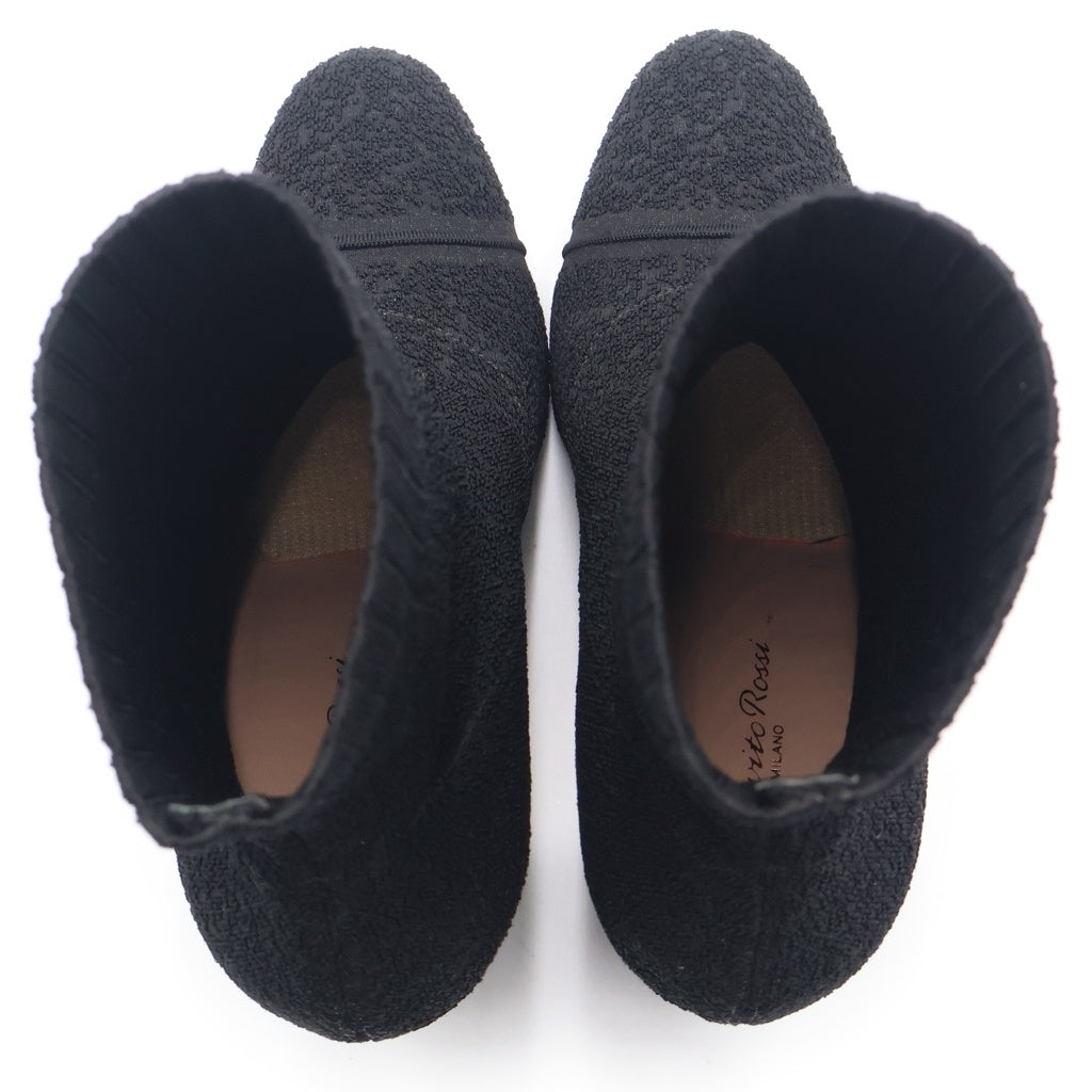Gianvito Rossi(ジャンヴィト・ロッシ) パイルニット ソックス ショート ブーツ シューズ ブラック レディース