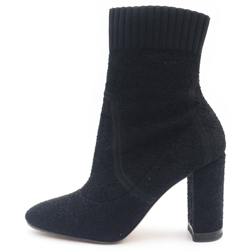Gianvito Rossi(ジャンヴィト・ロッシ) パイルニット ソックス ショート ブーツ シューズ ブラック レディース