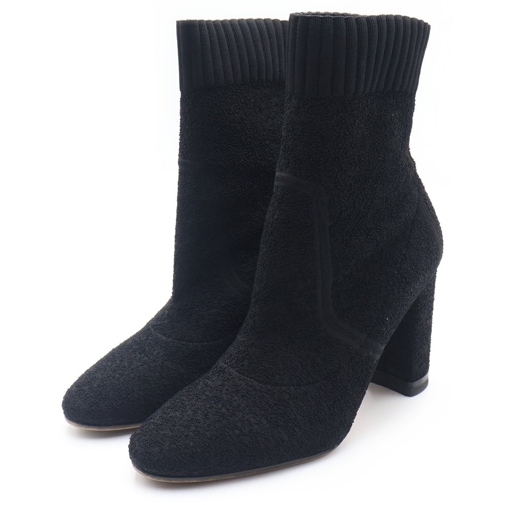 Gianvito Rossi(ジャンヴィト・ロッシ) パイルニット ソックス ショート ブーツ シューズ ブラック レディース