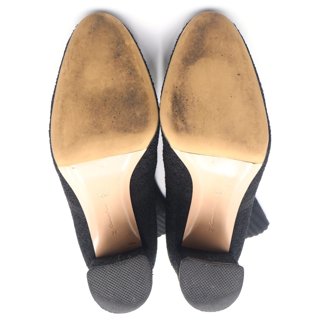 Gianvito Rossi(ジャンヴィト・ロッシ) パイルニット ソックス ショート ブーツ シューズ ブラック レディース