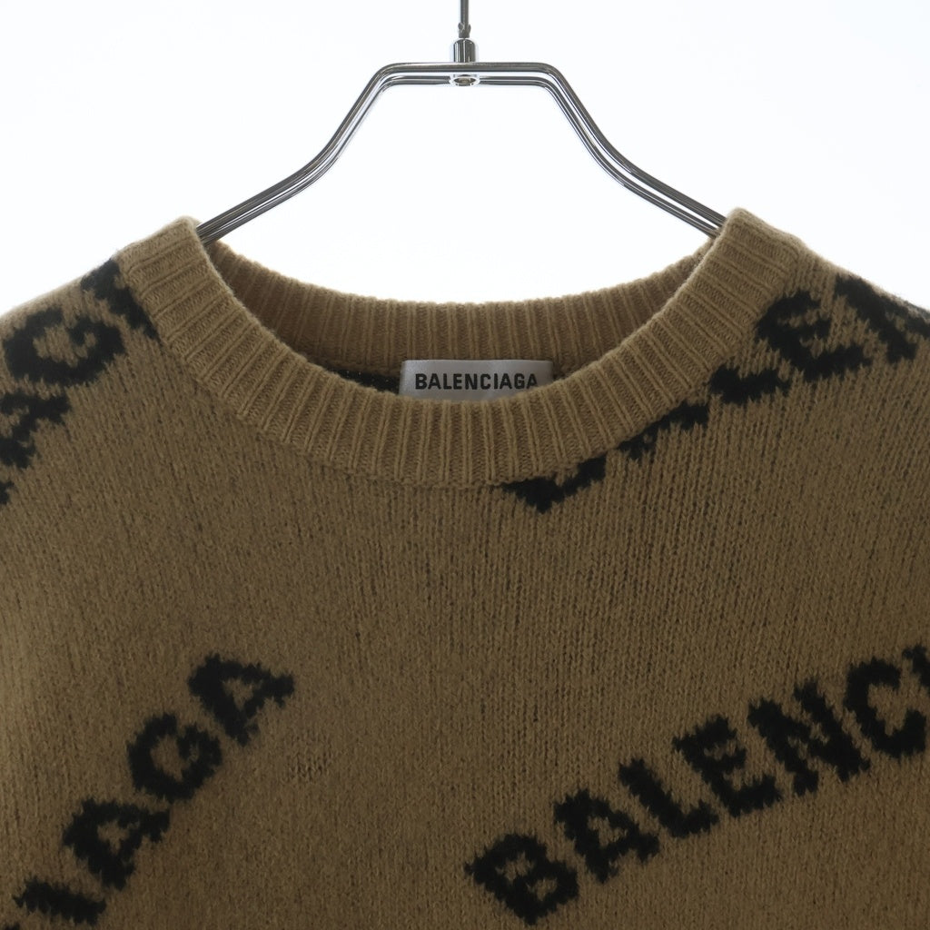 BALENCIAGA(バレンシアガ) ロゴ ジャガード ニット ベージュ XS 547831 レディース