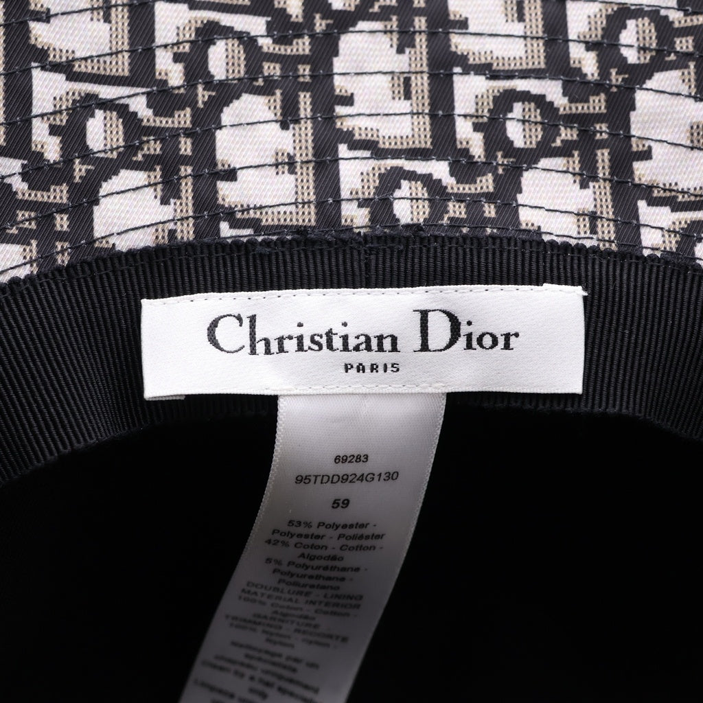 DIOR(ディオール) オブリーク レースレイヤード バケットハット 帽子 ブラック レディース 95TDD924G130
