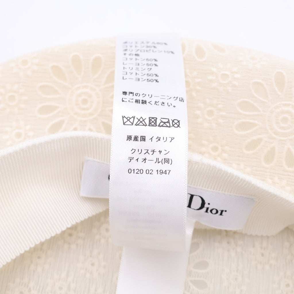 DIOR(ディオール) フローラル レース メッシュ ベレー 帽子 ホワイト レディース 32DAS910X149