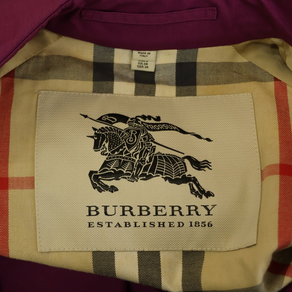 BURBERRY(バーバリー) 裏地ノバチェック ラグランスリーブ ダブル トレンチコート ウエストベルト付 ピンク #34 レディース