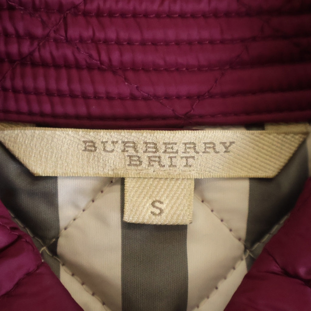 BURBERRY BRIT(バーバリー ブリット) 裏地ノバチェック 長袖 キルティングジャケット ライトダウン ピンク #S レディース
