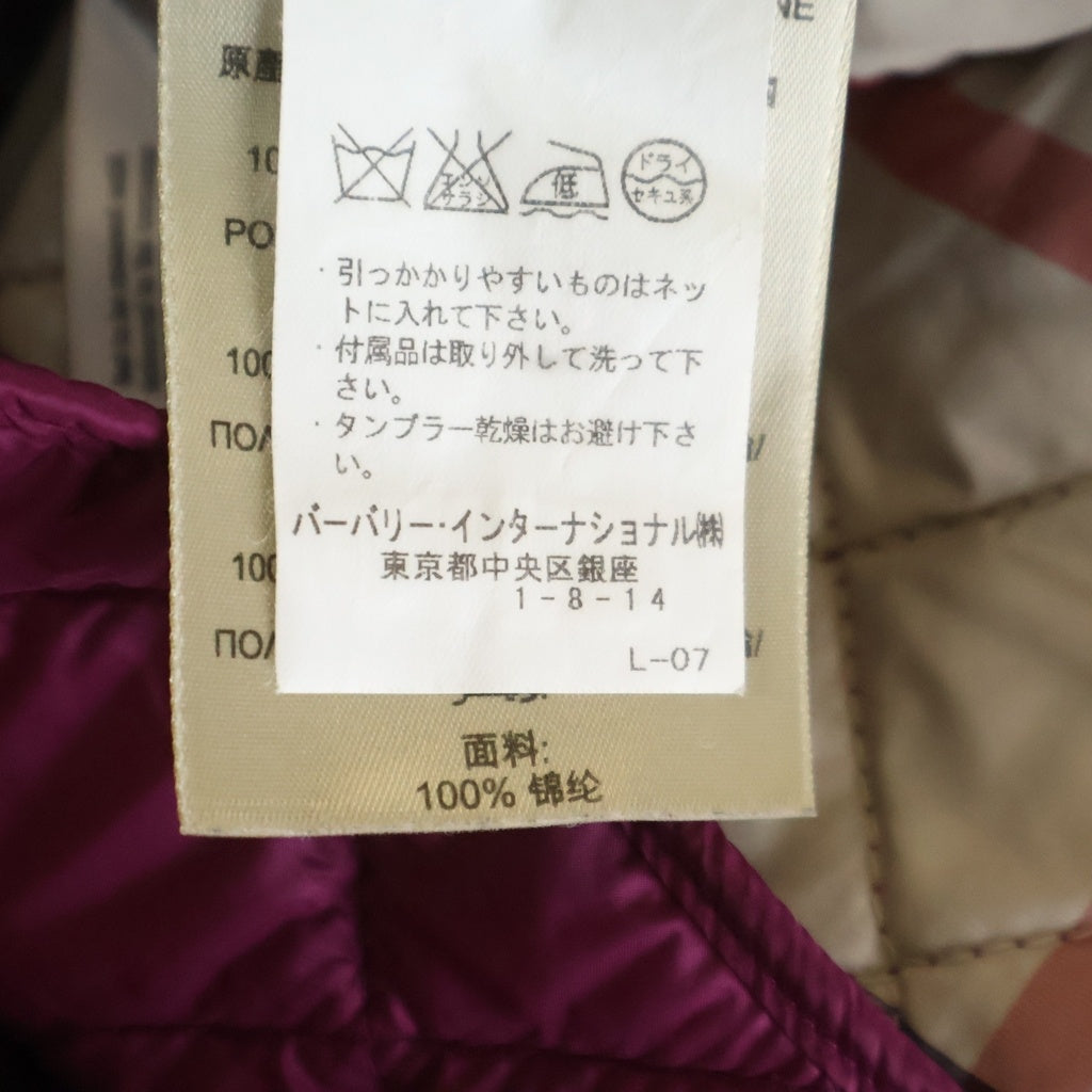 BURBERRY BRIT(バーバリー ブリット) 裏地ノバチェック 長袖 キルティングジャケット ライトダウン ピンク #S レディース