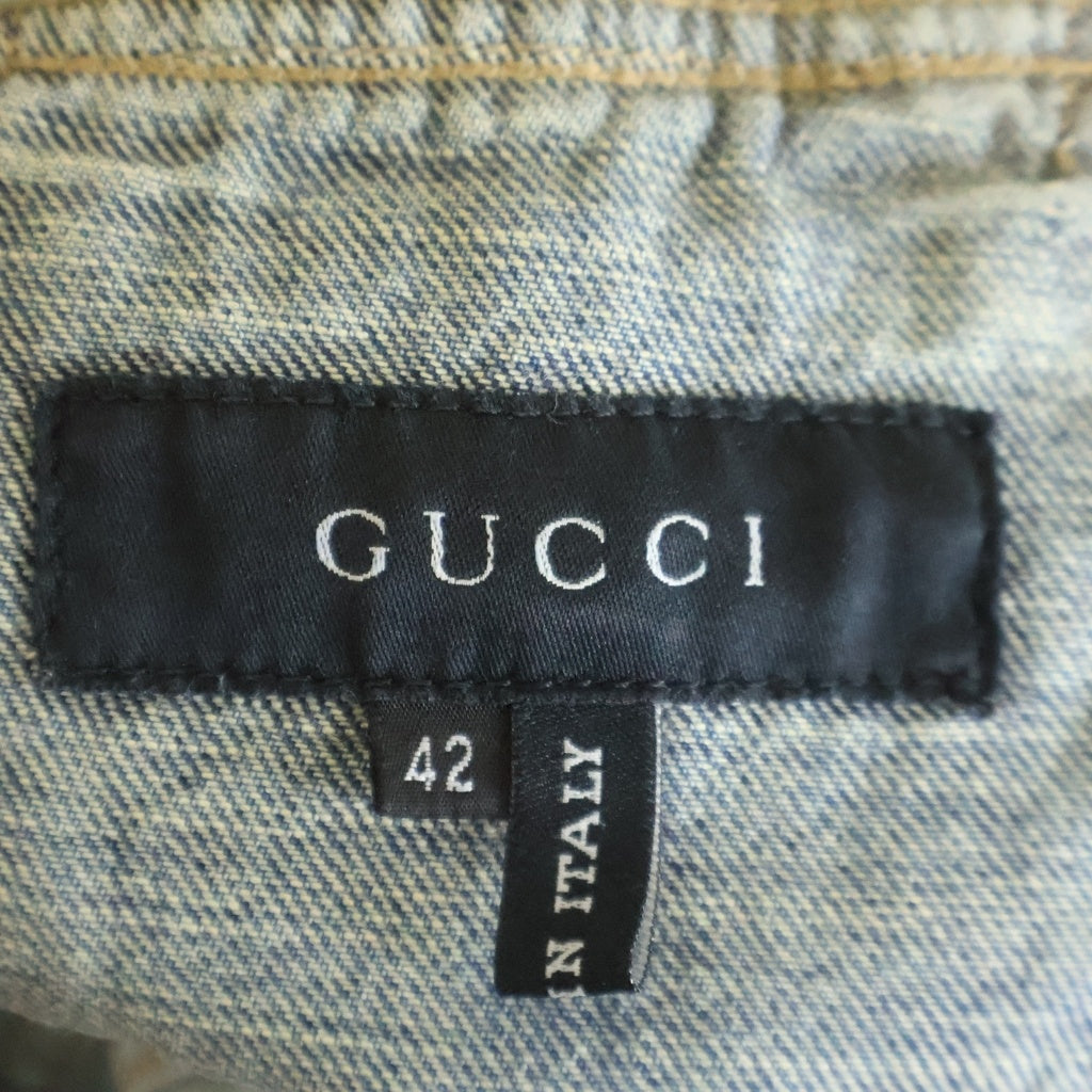 GUCCI(グッチ) ウォッシュド加工 デニムジャケット Gジャン インディゴブルー #42 レディース
