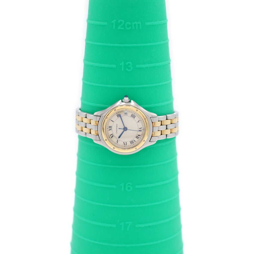 Cartier(カルティエ) パンテール クーガー SM 2ロウ 白文字盤 クォーツウォッチ 腕時計 K18YG シルバー/イエローゴールド W35005B6 レディース