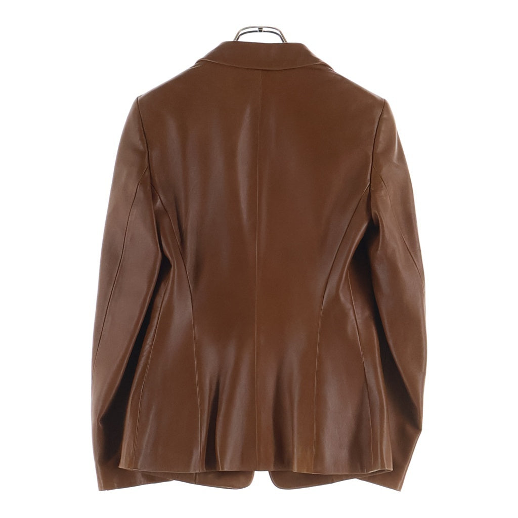 DKNY(ダナキャラン) ラムスキン レザー 1B テーラードジャケット ブラウン レディース