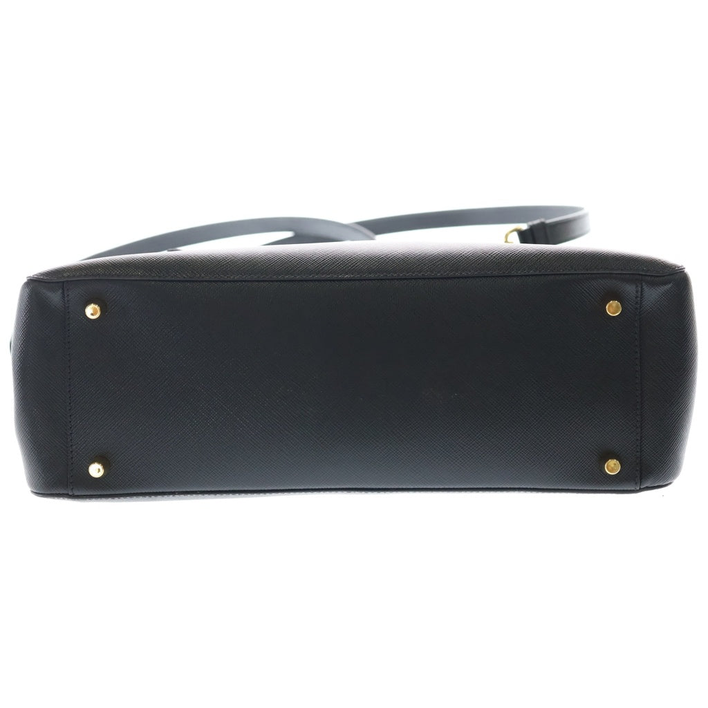PRADA(プラダ) ガレリア ミディアム ゴールド金具 レザー 2WAY ハンドバッグ ショルダーバッグ トートバッグ 1BA786 ブラック レディース