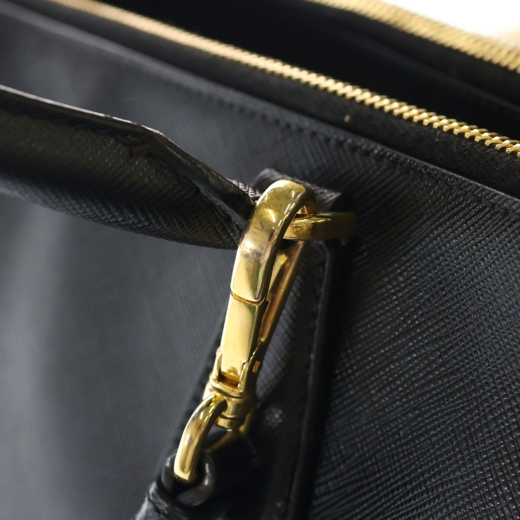 PRADA(プラダ) ガレリア ミディアム ゴールド金具 レザー 2WAY ハンドバッグ ショルダーバッグ トートバッグ 1BA786 ブラック レディース