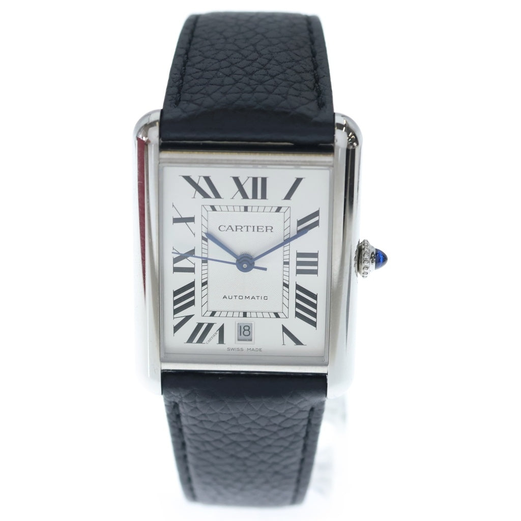 Cartier(カルティエ) タンクマストXL シルバー文字盤 レザーベルト 自動巻き 腕時計 シルバー/ブラック WSTA0040