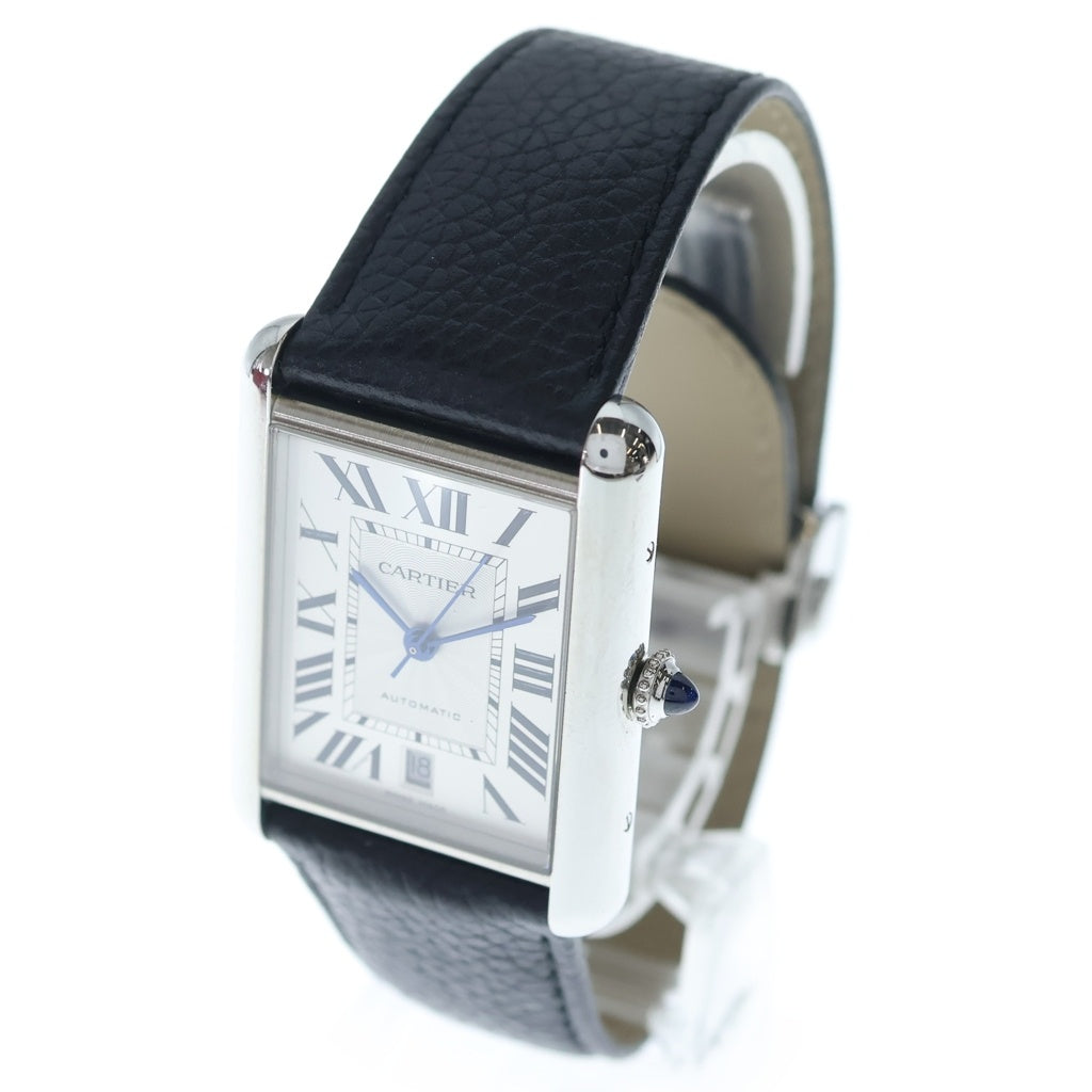 Cartier(カルティエ) タンクマストXL シルバー文字盤 レザーベルト 自動巻き 腕時計 シルバー/ブラック WSTA0040