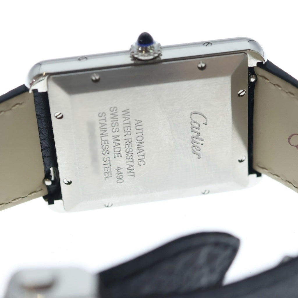 Cartier(カルティエ) タンクマストXL シルバー文字盤 レザーベルト 自動巻き 腕時計 シルバー/ブラック WSTA0040