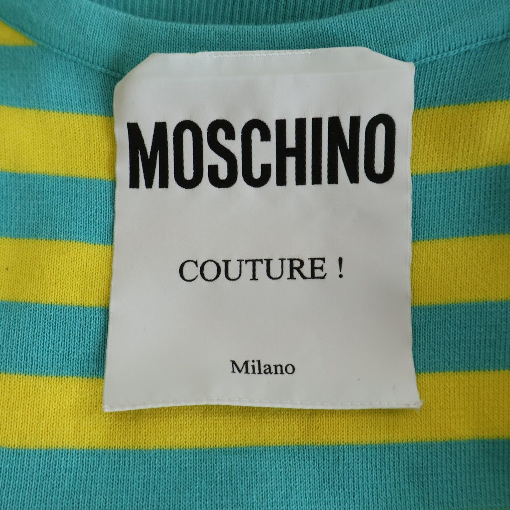 MOSCHINO(モスキーノ) ボーダー柄 コットン ノースリーブワンピース ライトブルー/イエロー KW7261103 レディース