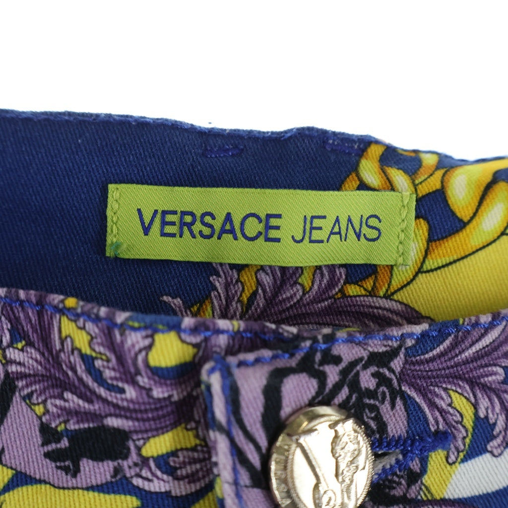 VERSACE(ヴェルサーチ) VERSACE JEANS 総柄 ポリエステル コットンパンツ チェーン 虎 イエロー/ブルー/パープル 943 932 833 927 レディース
