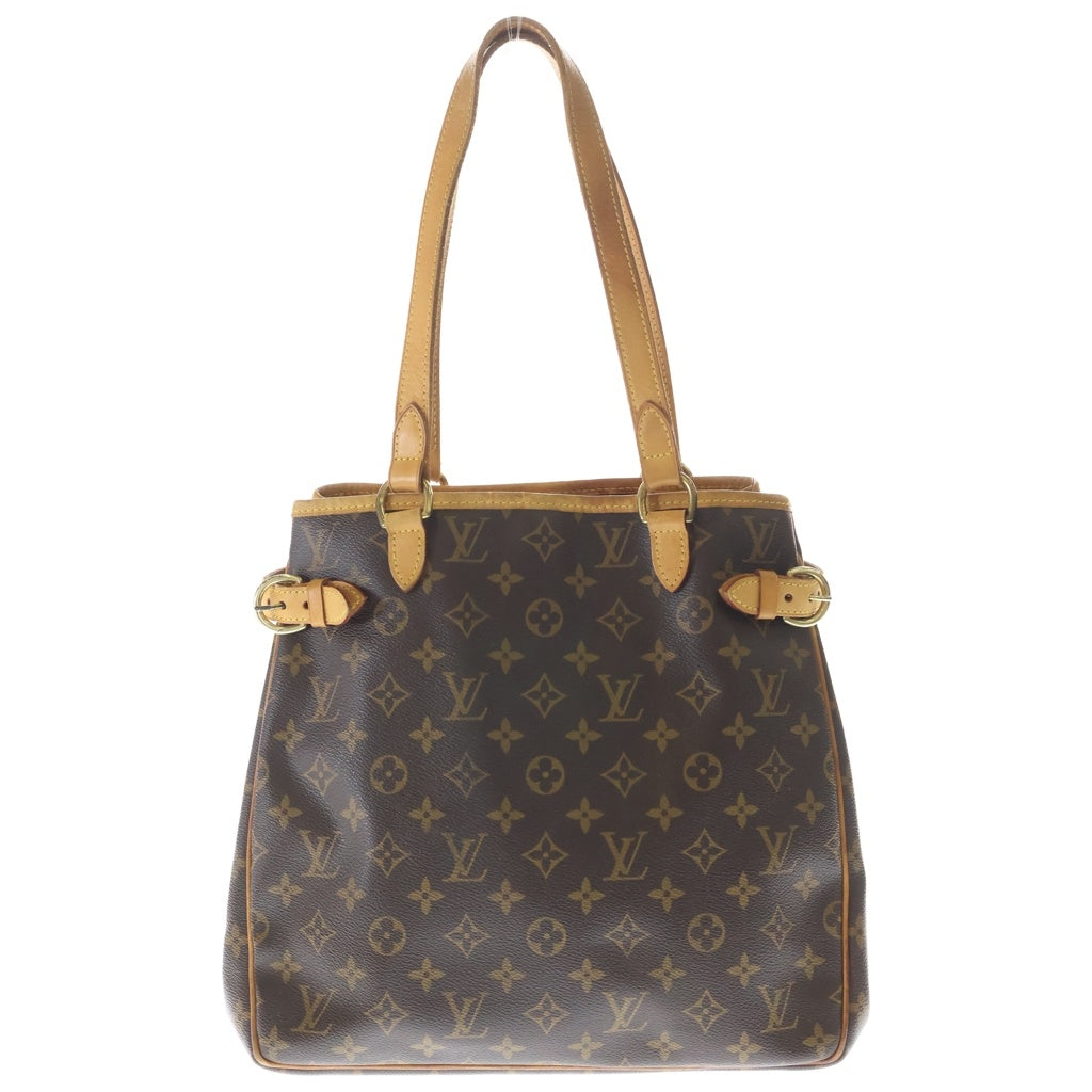 LOUIS VUITTON(ルイヴィトン) モノグラム バティニョールヴェルティカル ハンドバッグ トートバッグ ブラウン レザー×PVC M51153 ゴールド金具