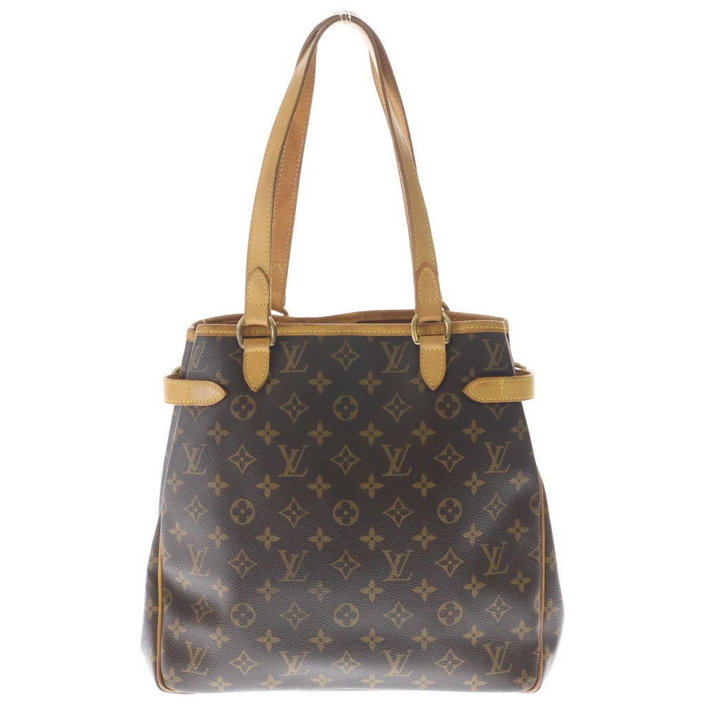 LOUIS VUITTON(ルイヴィトン) モノグラム バティニョールヴェルティカル ハンドバッグ トートバッグ ブラウン レザー×PVC M51153 ゴールド金具