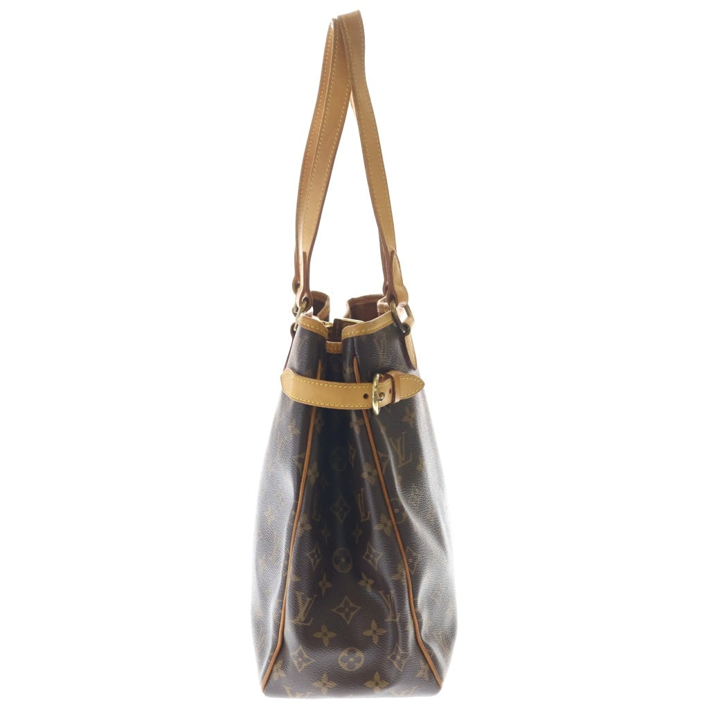 LOUIS VUITTON(ルイヴィトン) モノグラム バティニョールヴェルティカル ハンドバッグ トートバッグ ブラウン レザー×PVC M51153 ゴールド金具