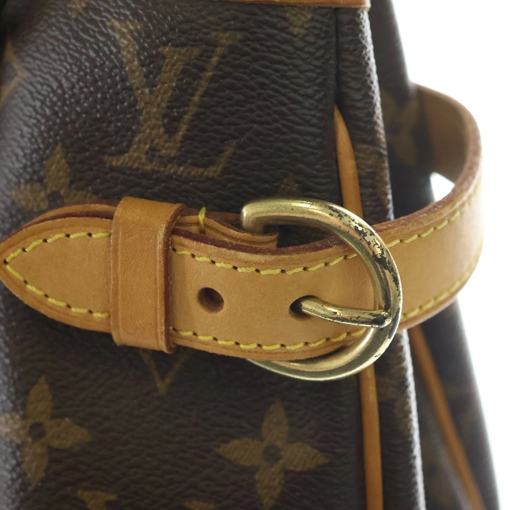LOUIS VUITTON(ルイヴィトン) モノグラム バティニョールヴェルティカル ハンドバッグ トートバッグ ブラウン レザー×PVC M51153 ゴールド金具