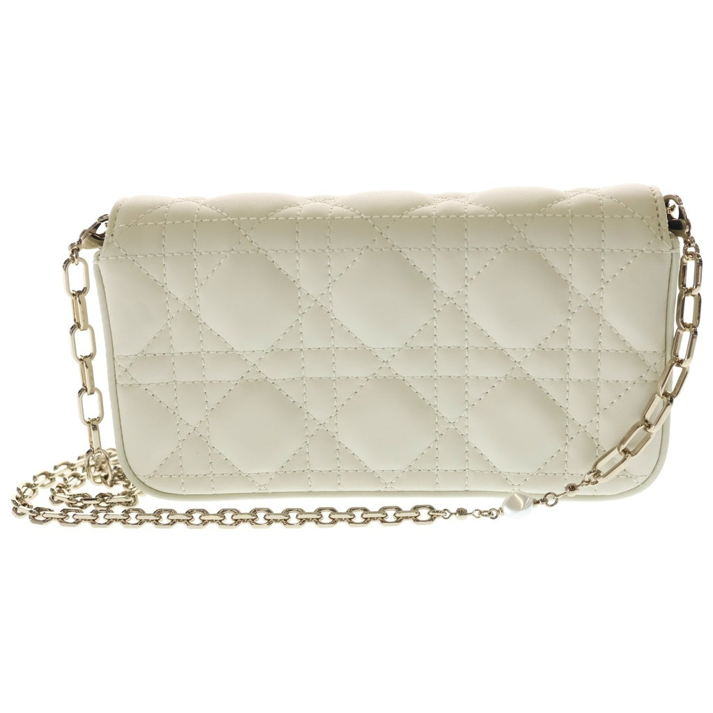Christian Dior(クリスチャンディオール) マイディオールディオールトークフォンバッグ チェーンショルダーバッグ ホワイト レザー S0977ONMJ_M030ゴールド金具 レディース
