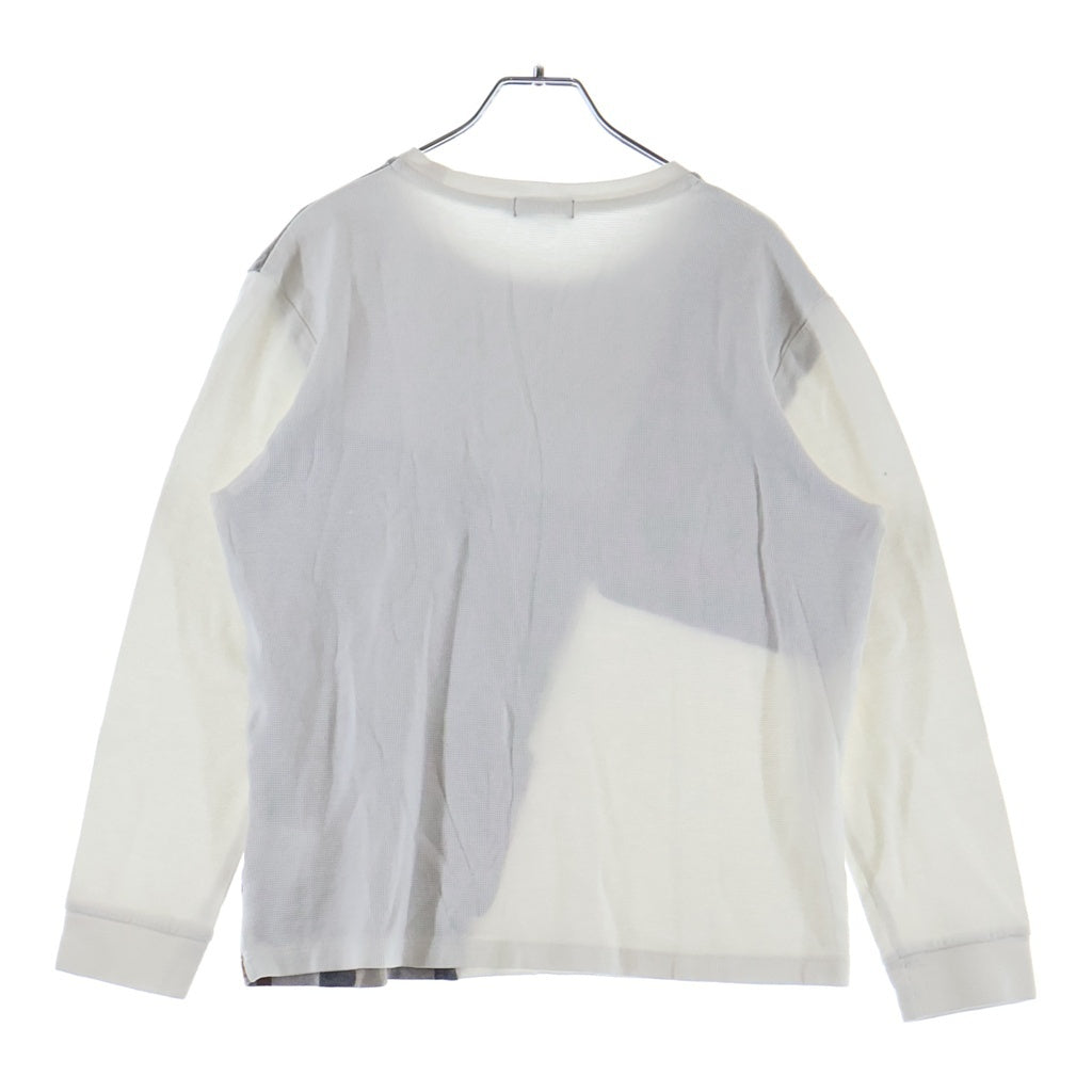 BURBERRY BLACK LABEL(バーバリー ブラックレーベル) クレストブリッジチェック パッチワーク コットン 長袖 Tシャツ #LL ホワイト/グレー レディース