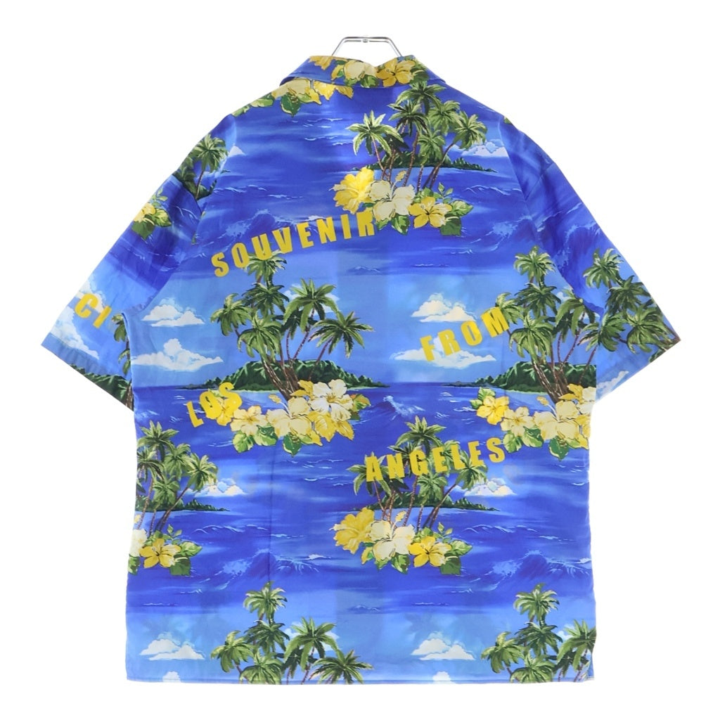 GUCCI(グッチ) 22SS パームツリープリント ポプリンボーリング 半袖シャツ コットン ブルー 694124 ZAJSR