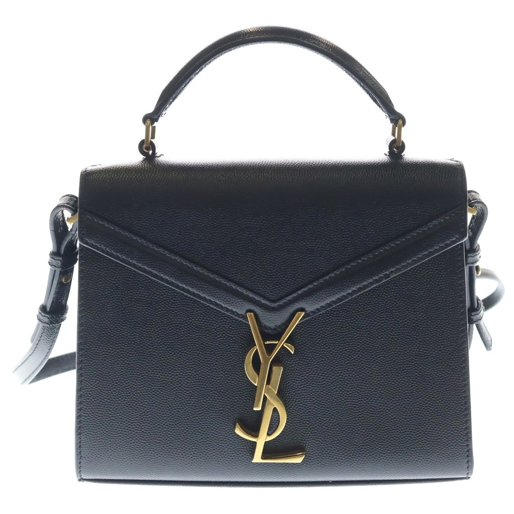 SAINT LAURENT PARIS(サンローランパリ) カサンドラロゴ トップハンドル レザー 2WAY ハンド ショルダーバッグ ゴールド金具 ブラック 623930 レディース
