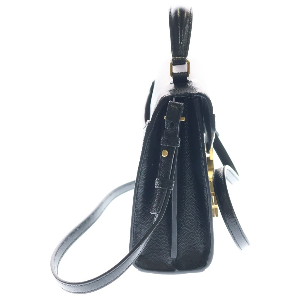 SAINT LAURENT PARIS(サンローランパリ) カサンドラロゴ トップハンドル レザー 2WAY ハンド ショルダーバッグ ゴールド金具 ブラック 623930 レディース