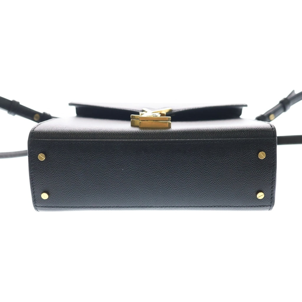 SAINT LAURENT PARIS(サンローランパリ) カサンドラロゴ トップハンドル レザー 2WAY ハンド ショルダーバッグ ゴールド金具 ブラック 623930 レディース