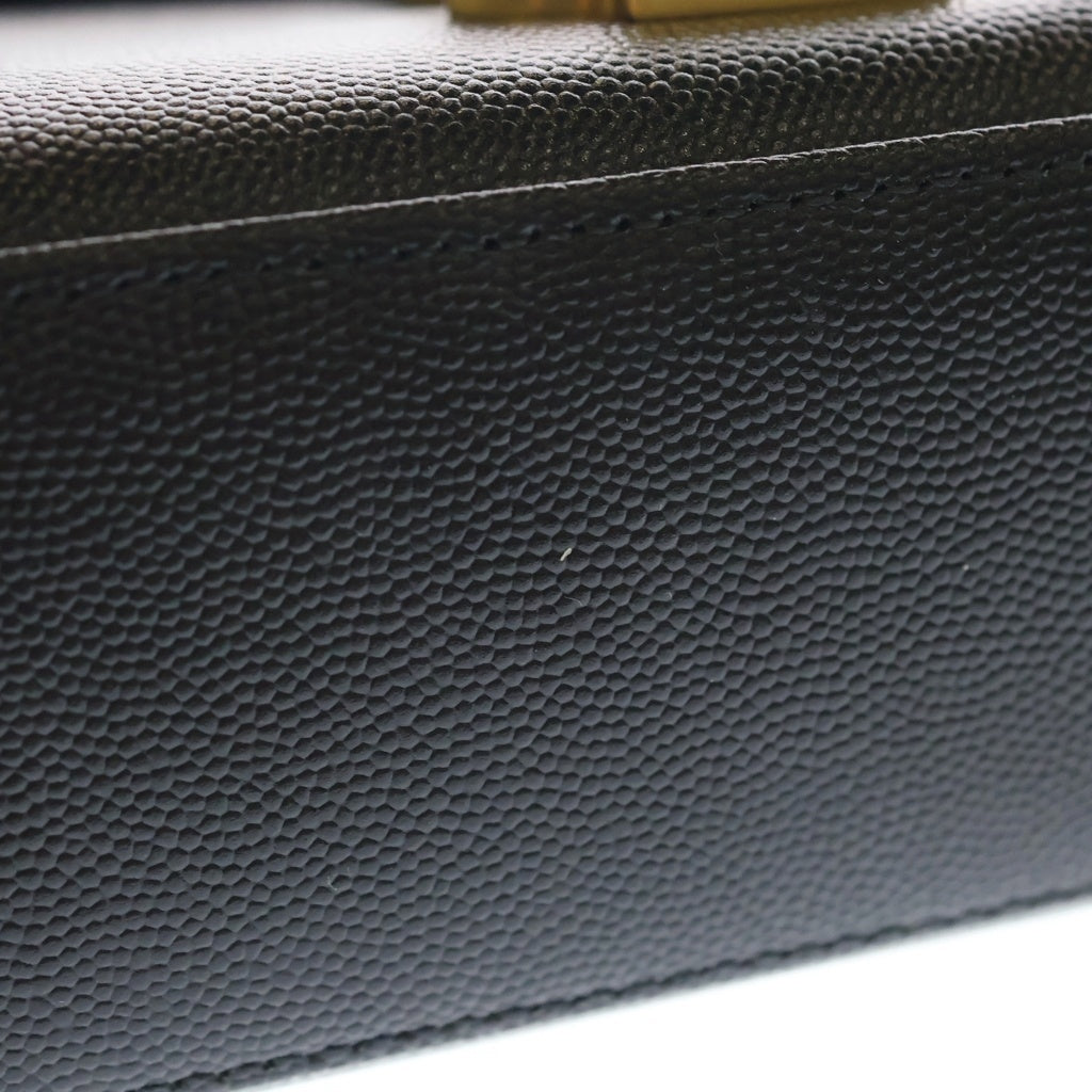 SAINT LAURENT PARIS(サンローランパリ) カサンドラロゴ トップハンドル レザー 2WAY ハンド ショルダーバッグ ゴールド金具 ブラック 623930 レディース