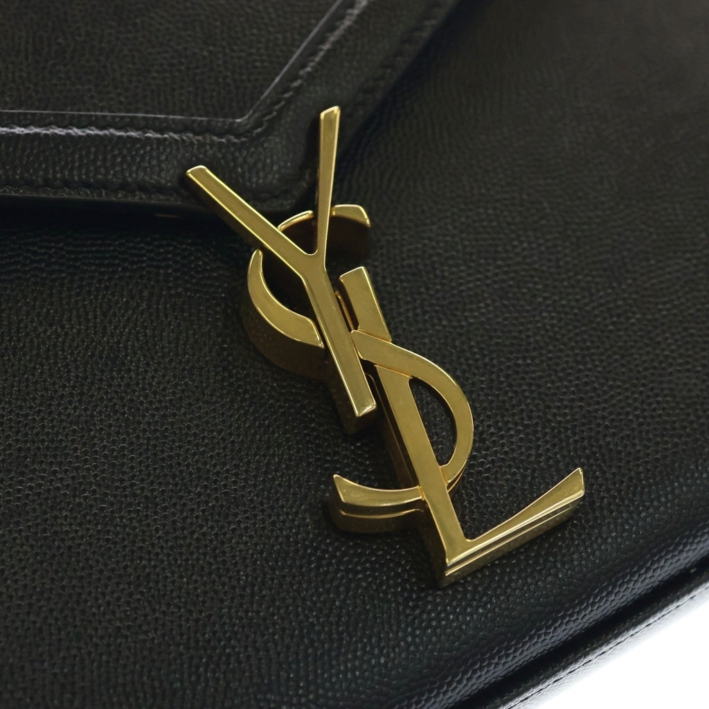 SAINT LAURENT PARIS(サンローランパリ) カサンドラロゴ トップハンドル レザー 2WAY ハンド ショルダーバッグ ゴールド金具 ブラック 623930 レディース