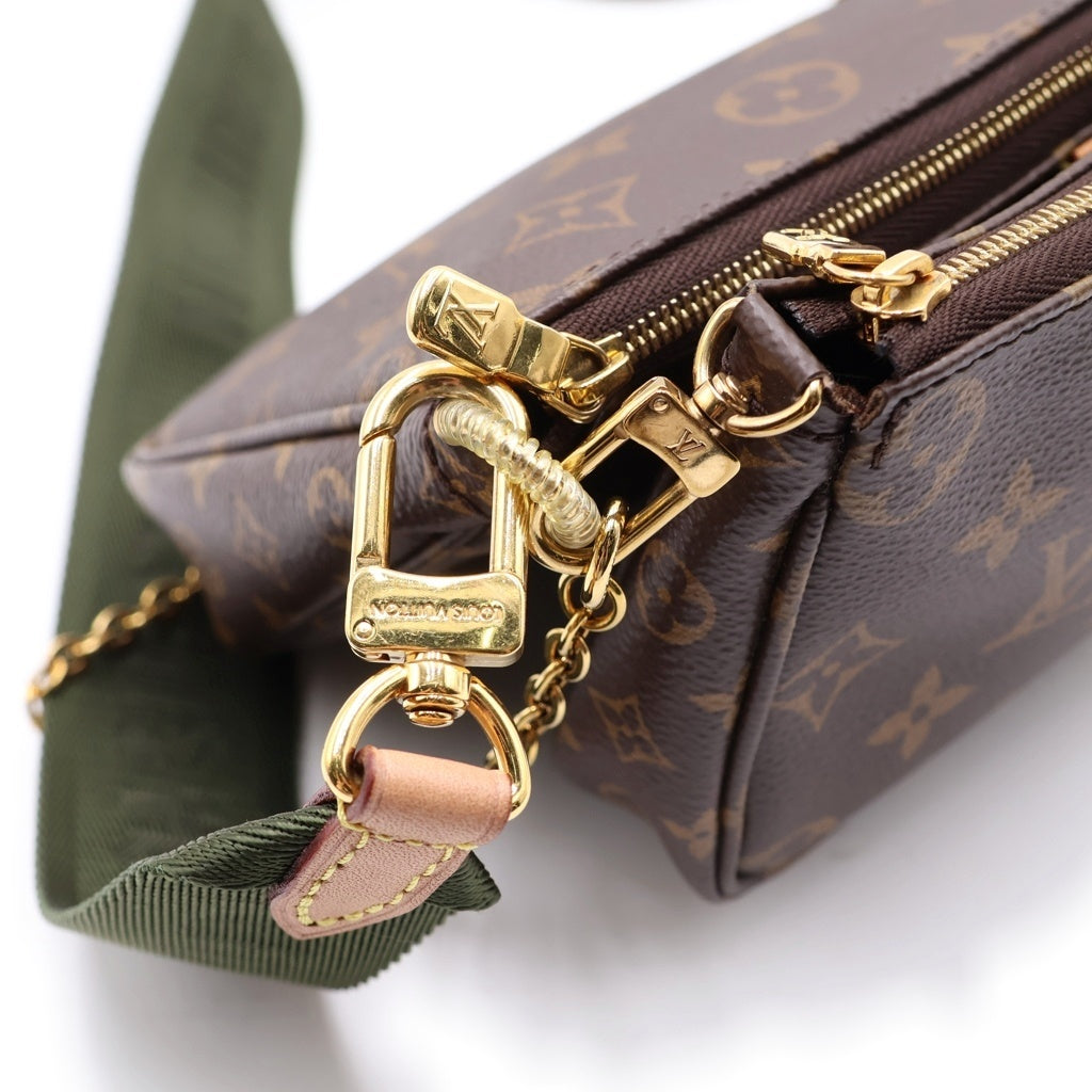 LOUIS VUITTON(ルイヴィトン) ミュルティ ポシェット アクセソワール チェーン ショルダーバック モノグラム PVC レザー ブラウン/カーキ レディース
