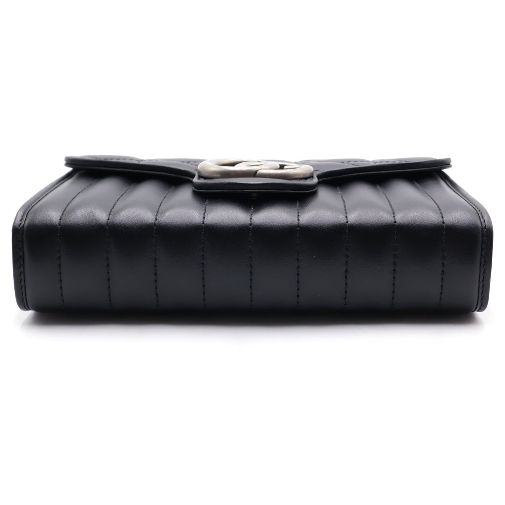 GUCCI(グッチ) GGマーモント チェーンショルダーバッグ 2WAYクラッチ ブラック レザー 474575 シルバー金具 レディース