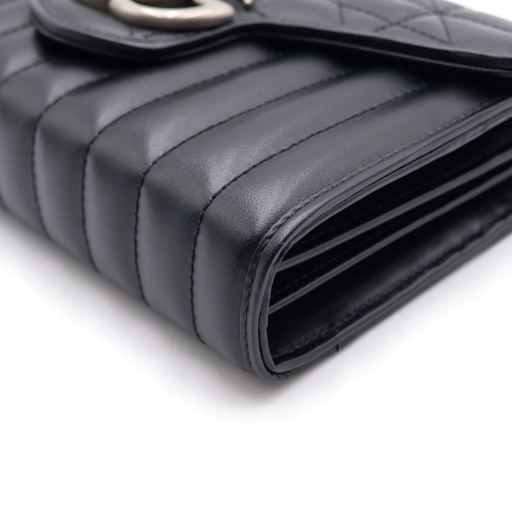 GUCCI(グッチ) GGマーモント チェーンショルダーバッグ 2WAYクラッチ ブラック レザー 474575 シルバー金具 レディース