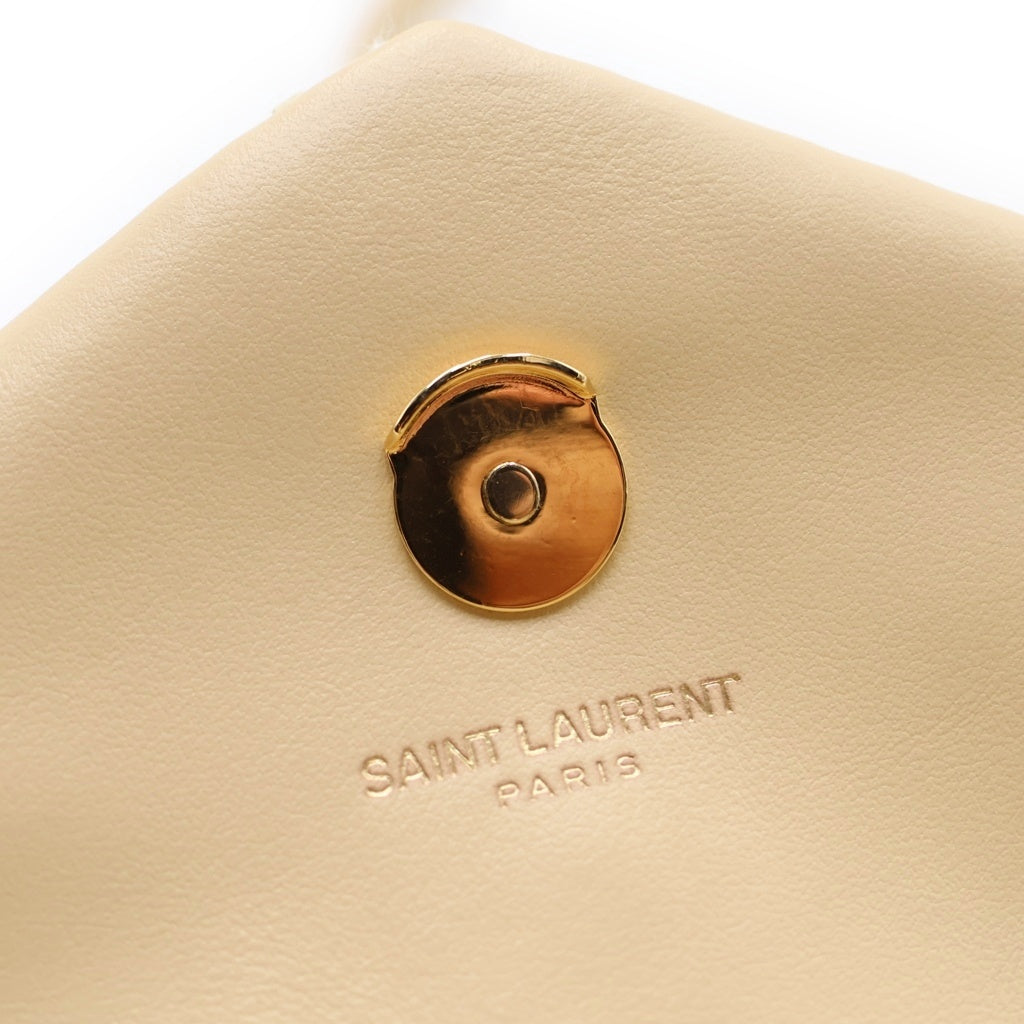 YVES SAINT LAURENT(イヴサンローラン) YSL モノグラム ポーチ ショルダーバッグ カゴバッグ ベージュ ラフィア 467072 ゴールド金具 レディース