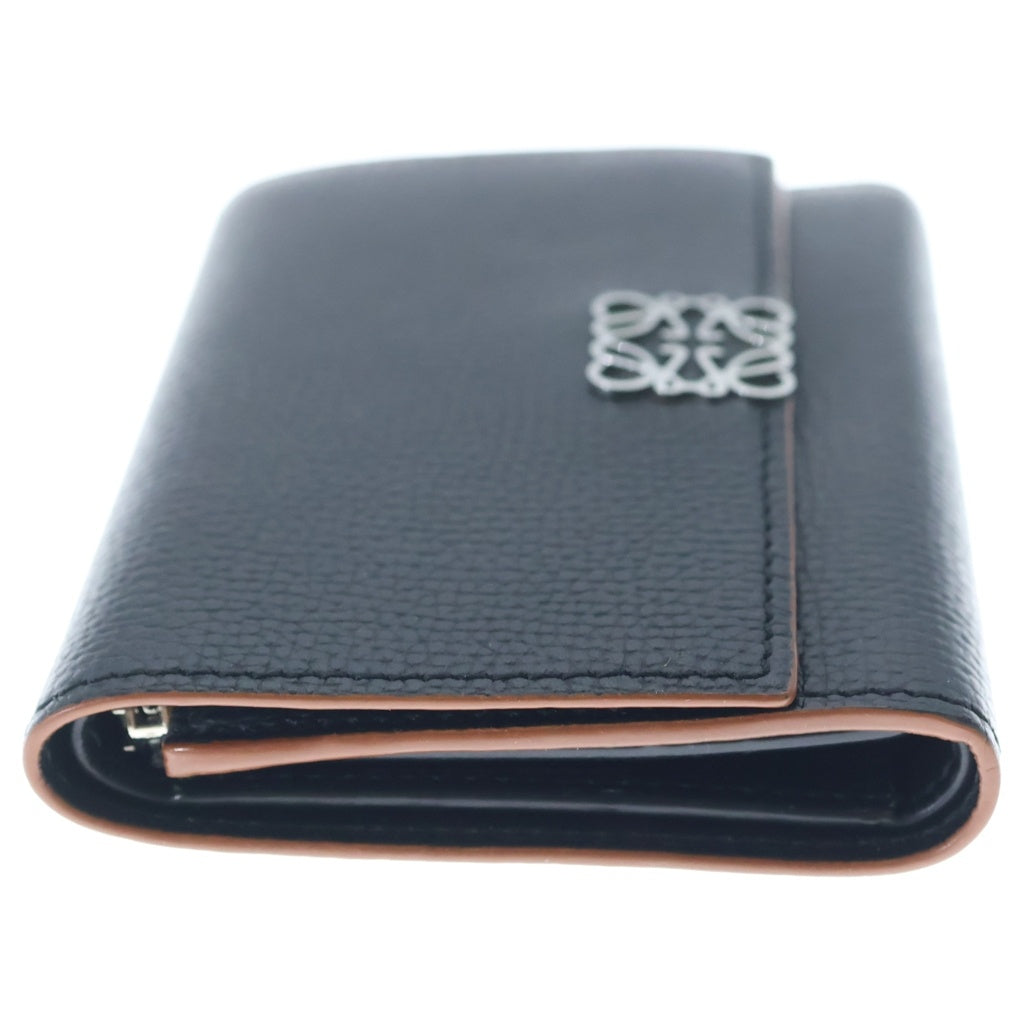 LOEWE(ロエベ) アナグラム トライフォールド コンパクトウォレット 三つ折り 財布 シルバー金具 ブラック レディース
