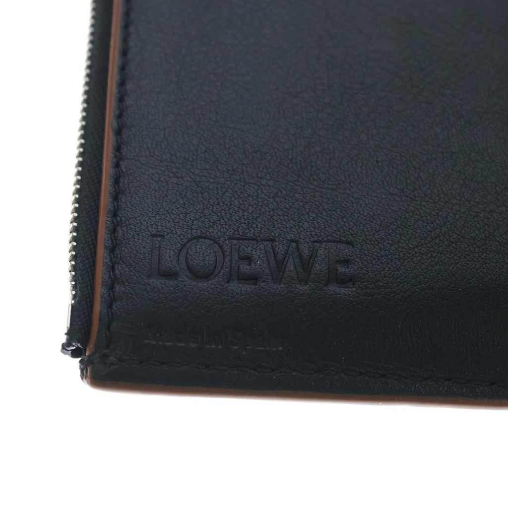 LOEWE(ロエベ) アナグラム トライフォールド コンパクトウォレット 三つ折り 財布 シルバー金具 ブラック レディース