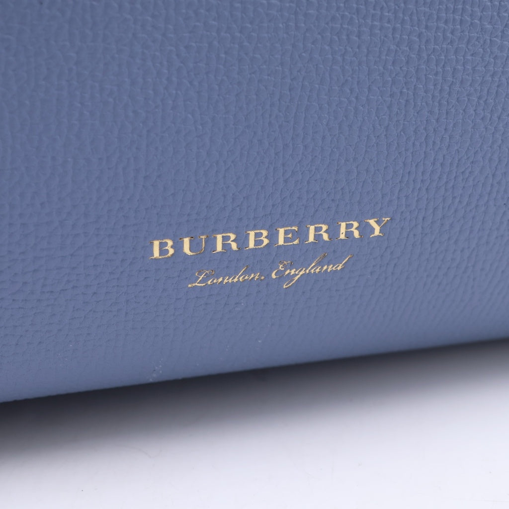 BURBERRY(バーバリー) ノバチェック バナートートミディアム レザー キャンバス 2WAY ハンドバッグ ショルダーバッグ トートバッグ ブルー レディース