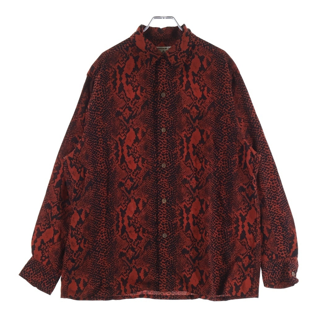 WACKO MARIA(ワコマリア) PYTHON HAWAIIAN SHIRT L/S パイソン柄 ハワイアン長袖シャツ 開襟シャツ レッド