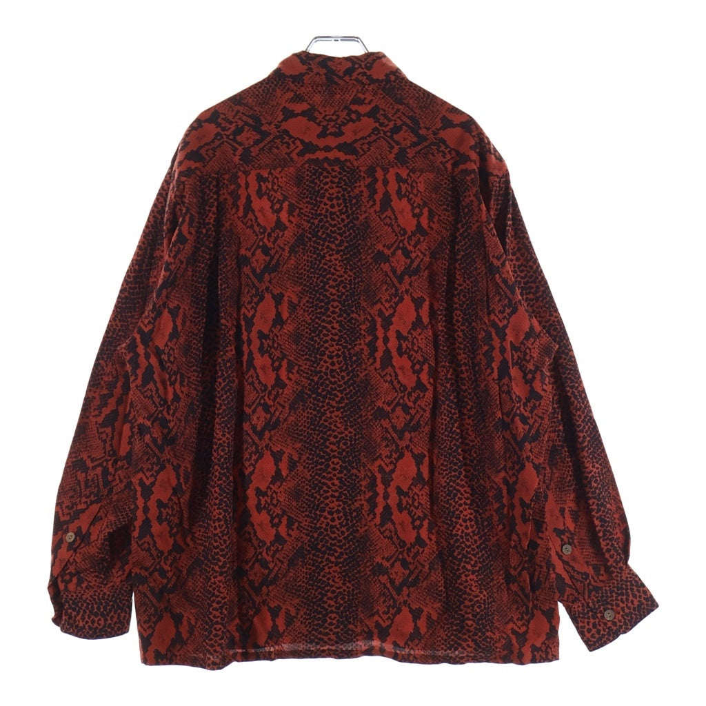 WACKO MARIA(ワコマリア) PYTHON HAWAIIAN SHIRT L/S パイソン柄 ハワイアン長袖シャツ 開襟シャツ レッド