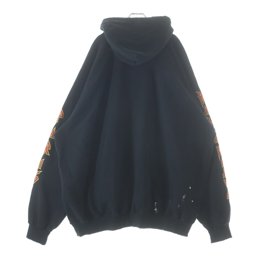 BALENCIAGA(バレンシアガ) ダメージ メタルロゴ コットン オーバーサイズパーカー フーデッド パーカー #4 ブラック 697879