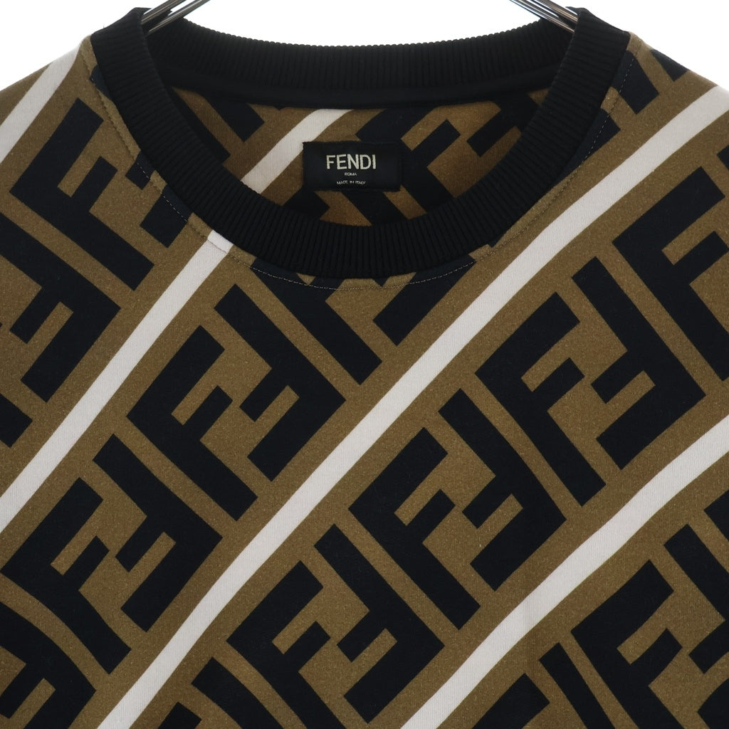 FENDI(フェンディ) ズッカ総柄プリント クルーネック プルオーバー スウェットトレーナー ブラウン FY0944 A7A9