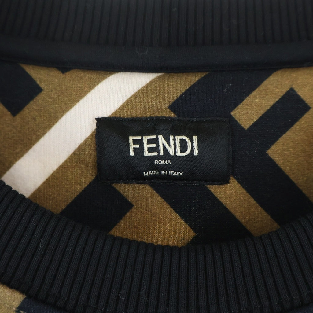 FENDI(フェンディ) ズッカ総柄プリント クルーネック プルオーバー スウェットトレーナー ブラウン FY0944 A7A9