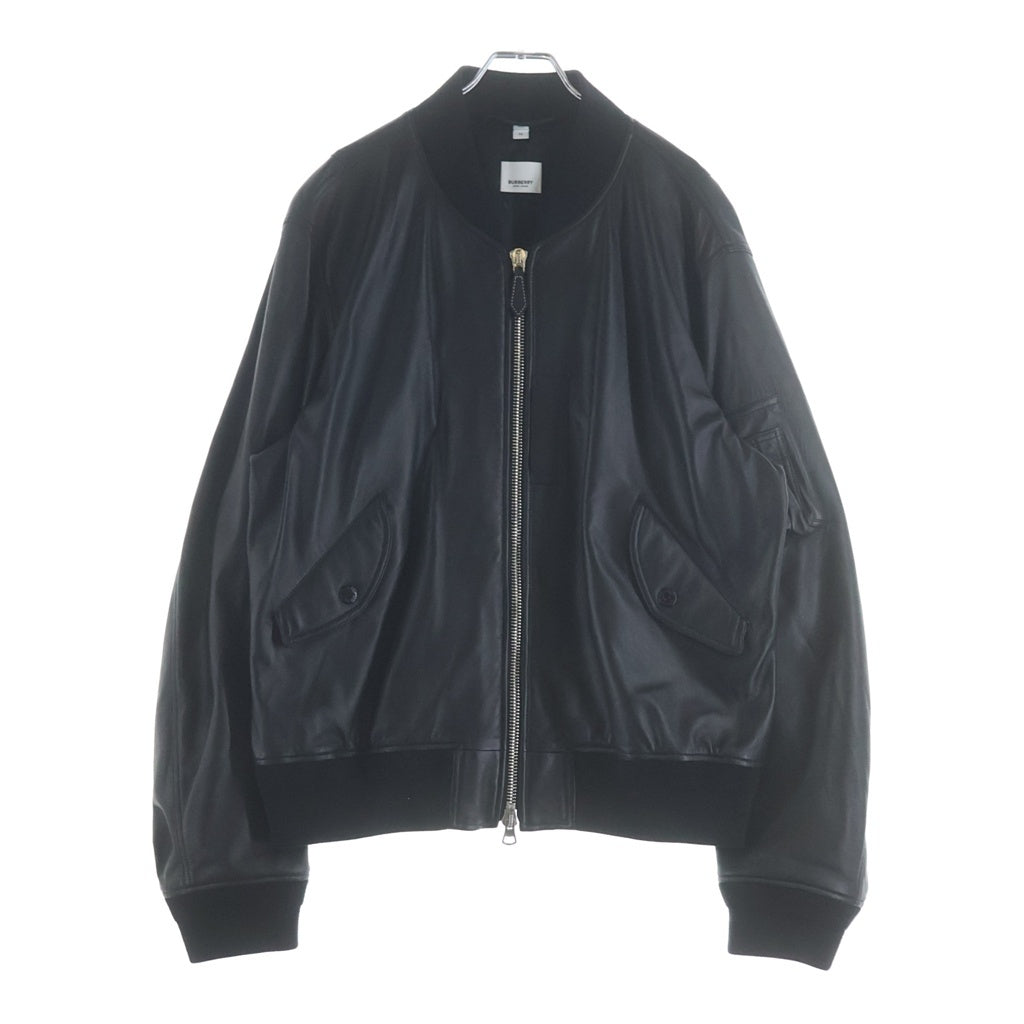 BURBERRY(バーバリー) シープスキン レザージャケット ミリタリージャケット ジップアップ アウター #56 ブラック 8025847