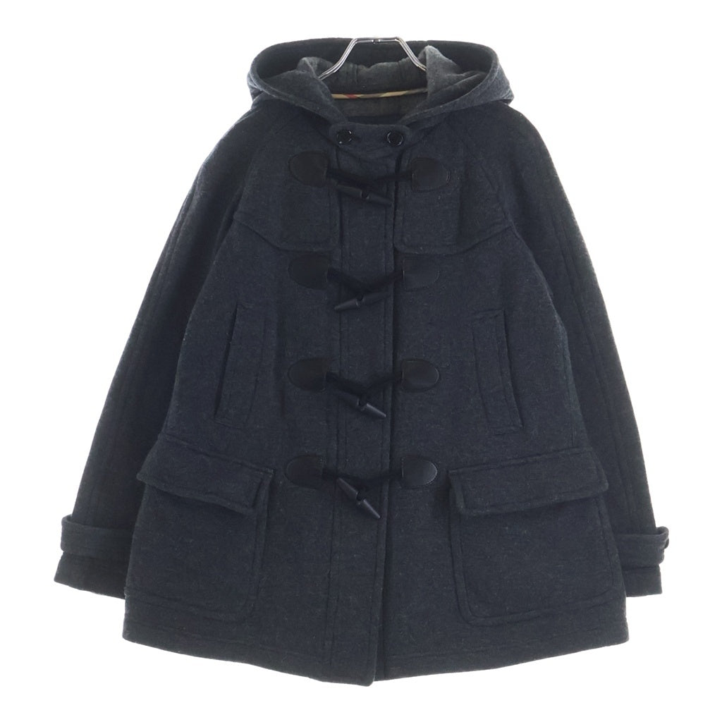 BURBERRY BLACK LABEL(バーバリー ブラックレーベル) ウールニット ダッフルコート フード ジップアップ グレー B1B25-640-08